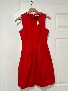 Madewell Red Sleeveless Fit-and-Flare Mini Dress
